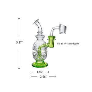 Waxmaid 5.27 tum Fiskarna Mini Clear Green Beaker Hookah Glass Bowl Water Pipe With Glass Bong Högkvalitativ Borosilikat Glass Us Warehouse Retail Order Gratis frakt