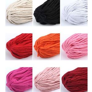 Colorful Cotton Cord Natural Beige ed Cord Rope Craft Macrame String DIY Home Decorative Braided Material 5mm 100yard318Q