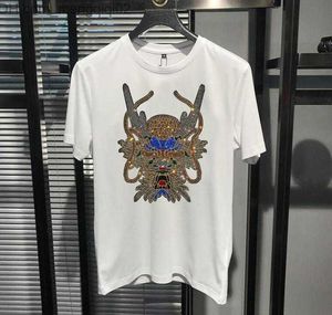 Erkek sıradan gömlekler d ragon tasarım üst tees s-5xl rhinestone marka tişört hip hop pamuk tees sıcak satış z230713