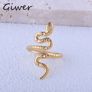 Esagerato serpente serpente anelli per le donne in acciaio inossidabile aperto regolabile anello dito personalità gotico vintage gioielli da festa