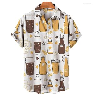 Männer Casual Hemden Sommer Bier Muster Strand Luxus Sozialen Übergroßen Hawaiian Und Blusen Mode Cheers Mittelalterlichen Harajuku Kleidung