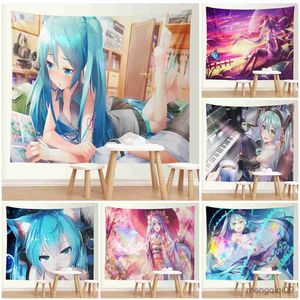 Tapisseries anime flicka tapestry vägg hängande kawaii rum dekor hippie japanses anime stor tyg vägg tapestry dormi sovrum dekoration hem r230713