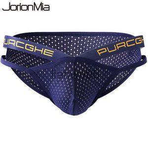 Mutande Moda Tinta unita Uomo Intimo Mesh Boxer Slip Sport Mutande traspiranti Vita bassa Grandi tronchi 4034SJ J230713