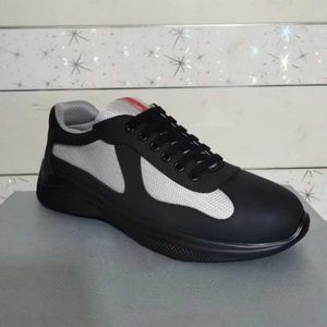 Americas Cup Hommes Baskets Chaussures De Luxe Designer Respirant Maille Doux En Caoutchouc Vélo Baskets Tissu Technique Cuir De Veau Décontracté Marche Bleu Noir Blanc EU35-47 NO447