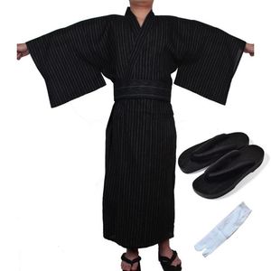 Ethnic Clothing Male Japanese Traditional Costumes Samurai Kimono Man Cotton Thin Loose Style Yukata Jinbei Haori Luxury Cosplay223Y