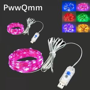 Cordas Luzes de Corda de LED Linha de Prata Fairy USB Powered Holiday Lâmpada ao Ar Livre Guirlanda Luces Para Festa de Natal Decoração de Casamento