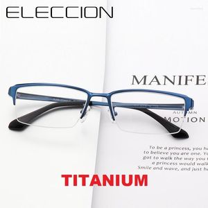 Sunglasses Frames ELECCION IP Pure Titanium Half Rim Frame Optical Myopia Glasses For Men Rectangle Eyewear Male Prescription Eyeglasses