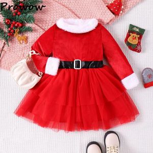 Girl Dresses Prowow 4-7Y Kids Christmas For Girls Layered Velvet Dress Winter Year Red Children Costume