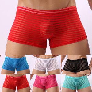 Mutande da uomo Convex Pouch Boxer Shorts Summer Sissy Biancheria intima trasparente sexy Amante See Through Lingerie divertente Mutandine gay