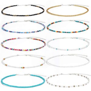 Bohemia Handmade Rainbow Seed Beads Simple Choker Necklace WomenFashion Wild Sweet Colorful Collar Jewelry