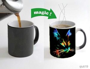 Mugs 2020 New Colors Magic Cat Coffee Mug Color Changing Mugs Cup 110z Ceramic Tea Milk Cup Gift R230713