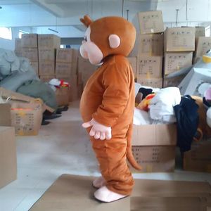 2019 fabrikneues Curious George Monkey Maskottchenkostüm Cartoon Kostüm Halloween Partykostüm Erwachsene Größe 243U