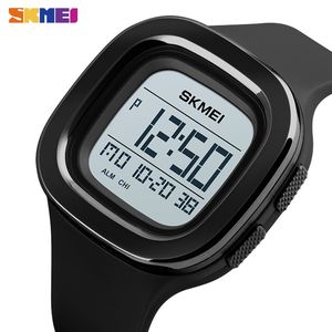 Skmei Square Digital Watches for Mens Chrono Stopwatch Men Wristwatch 2時間12/24時間クロックPUバンドデジタルスポーツウォッチ1580