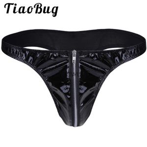 Underpants Men Sexy Latex Briefs Gay Underwear Zipper Underpants Men Faux Leather Bikini Erotic Lingerie GString and Thongs Sissy Panties J230713