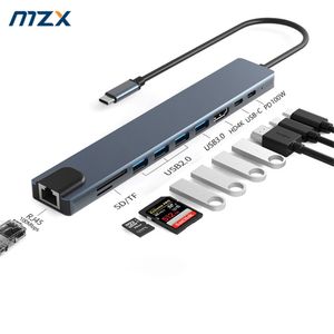 Strömkabel Plugg MZX 10 i 1 Dockningsstation Koncentrator USB Hub 2 0 3 0 Adapter Dock Multi hub Splitter Typ C 3 0 till kompatibel bärbar dator 230712