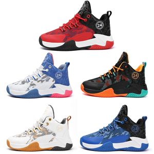 2023 kid basketball shoes boy girl breathable mesh white blue black orange red gold teenager outdoor sports