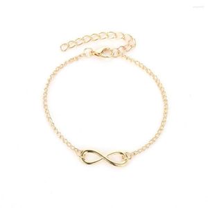 Anklets Fashion Gold Plate Number 8 Shaped Charm Leg Anklet Armband för kvinnors ankelarmband Anklet Kvinnliga fotsmycken