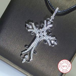 Pendant Necklaces 925 Silver Gothic Dark Style Cross Necklace Rock Punk Goth Fashion For Women Men Jewellery Design Mystical Gif 230712