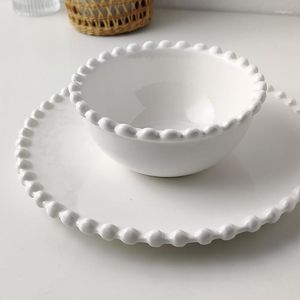 Piatti 1 pz/lotto Stile Semplice Colore Bianco Forma di Perla Piatto Ciotola Cuore Ciotole Da Tavola Dessert Zuppa Cena S