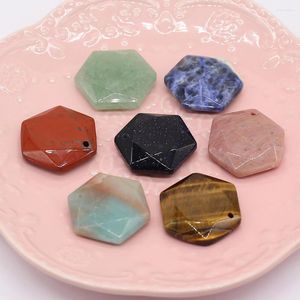 Pendant Necklaces Natural Amazonites Charms Hexagon Flash Labradorite For Women Making DIY Jewerly Necklace 30x30mm