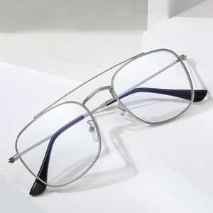 Okulary przeciwsłoneczne moda 2023 Retro niebieskie światło okulary komputerowe mężczyźni kwadratowe Vintage jasne fałszywe ramki metalowe damskie