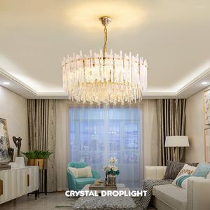 Chandeliers LED Pendant Lamp Modern Nordic Crystal Chandelier Room Decor Home Living Dimmable Hanging Light