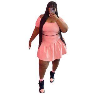 Plus Size Womens Tracksuits S-5XL Two Piece Dress Designer Pleated Skirt Set Short Sleeve T Shirt And Skirts Leisure Clothing Summer Sports Outfits
