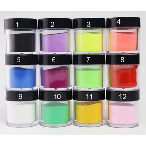 Acrylpulver, Flüssigkeiten, 12 Boxen, Set, Farbmischung, Pigmentpulver, Bildhauerei, 3D-Acryl-Nagel-Tauchpulver im 10-ml-Glas, Art Kit 230712