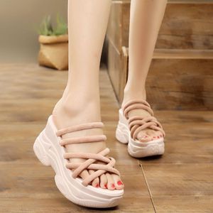Sandals Women's Comfort Wedge High Heels Summer Solid Wood High Platform Shoes Women's Casual Short Fat Gladiator Sandals 230713