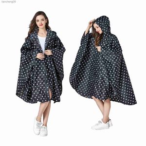 Women's Stylish Waterproof Rain Poncho Coloful Print Raincoat with Hood and Zipper Girl Gift L230620