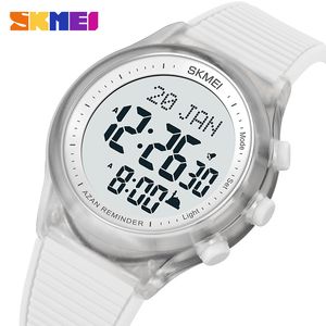 SKMEI Fashion Back Light Muslim Azan Men Watches for Prayer with Qibla Compass Adhan Alarm Hijri Islamic Wristwatch reloj hombre