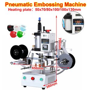 Pneumatisk varm folie stämpelmaskin värmeöverföring för hattstrumpor mask varumärke mönster logotyp prägling bronsning skrivare 220/110v