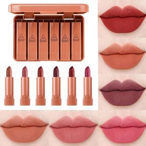 Гладкая матовая матовая помада 6pcset Velvet Makeup Classic Nude Color Водонепроницаемые крем для длительного длительного