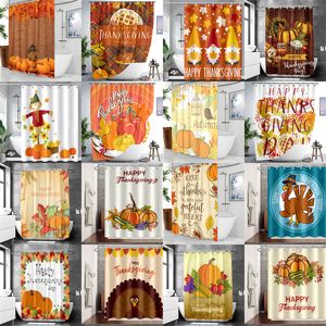 Thanksgiving Shower Curtains Fall Pumpkin Truck Shower Curtain Set Autumn Farmhouse Bathroom Curtain Decorations