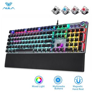 Keyboards AULA Gaming Mechanical Keyboard Retro Square Glowing Keycaps Backlit USB Wired 104 Anti ghosting for PC laptop 230712