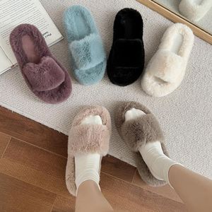 net celebrity Simple Sandals thick-bottomed fur white women's summer ins wear super fire non-slip cotton slippers 230713 aeba