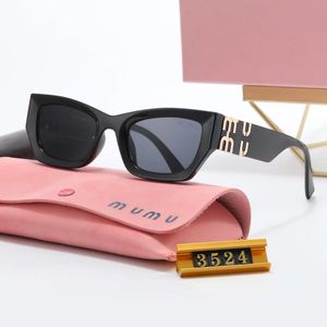 MIU Designer Solglasögon för WAN -kvinna med lådor Solglasögon för kvinnor Hip Hop Luxury Fashion Matching Driving Beach Shading UV Protection Polarised Glasses Gifts