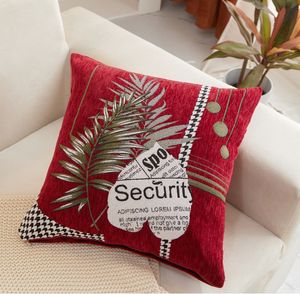 2023 Luxury Red Pillow Case Sofa Decorative Ins Style Cushion Er Tropical Plant Leaf Pillowcase Polyester 45X45 Throw Home Decor Pillower