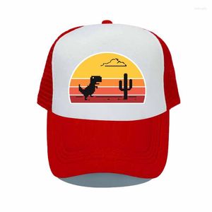 Шариковые шапки Sunset Offline Dinosaur Snapback Cap Chrome Отключить интернет -бейсбол Pixel Pixel Cloud Cactus Hats yp079