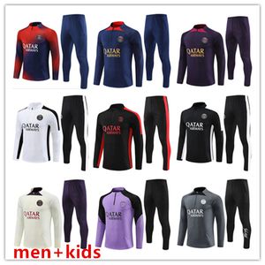 23 24 24 PSG MBAPPE Soccer Jersey Tracksuit 2023 2024 Paris Training Suit Pół pociągnięcia Dorosły Kid