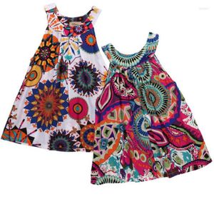 Girl Dresses Toddler Kids Baby Sleeveless Floral Party Pageant Dress Strapless Loose Casual Halter Sundress Clothes 3-7Years