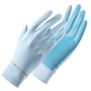Fem fingrarhandskar Kvinnors handskar Summer Anti-UV Sunscreen Ice Silk Thin Gloves Mesh Breatble Gloves For Driving Cycling Fishing Bike Sports Gloves 230712