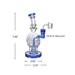 Waxmaid 7,48 Zoll Fab Egg klarer klarer blauer Shisha-Becher Dab Rig Einzigartige Schweizer Matrix-Perkolator-Glasbongs Wasserpfeifen Bohrinseln US-Lager Einzelhandelsbestellung kostenloser Versand