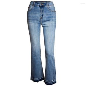 Jeans Feminino Calças de Calças Femininas Esticadas Calças Flare de Pernas Largas Moda Casuais Calças Denim Retas Soltas Femininas Bottom Sino Bottoms