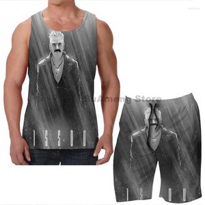 Men's Tracksuits Summer Funny Print Men Tank Tops Women ISSOU Beach Shorts Sets Fitness Vest