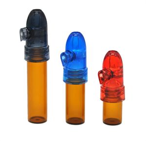 Snuff Bullet Box Dispenser Snuffer Smoking Hand Tools 83mm/68mm/53mm Altura Vidro Acrílico GARRAFA Snorter Rocket Sniffer para Dabs JL1545