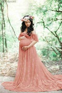 Pregnancy fairy lace Party Gown Maternity long Dress For Photo Shoot woman Plus Size Dress baby shower dress L230712