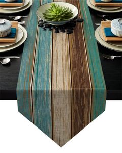 Table Cloth Retro Wood Grain Texture Runners Tablerunner Tablecloths Holidays Vintage Wedding Party Runner Small Stain Resistan