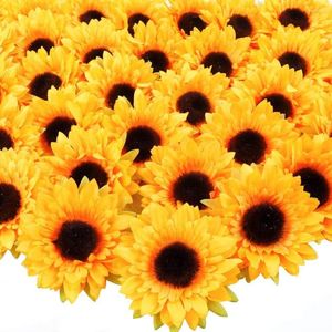 Dekorativa blommor 10 st konstgjorda solroshuvuden sidensolrosor falska för hemfest Bröllopsdekor hantverk