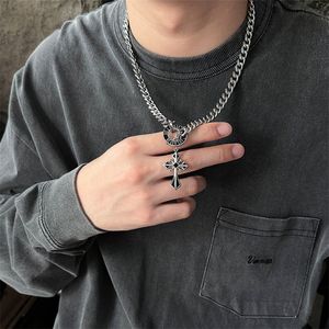 American Trend Brand Titanium Steel Cross Pendant Necklace High Street Hip Hop Fashion Personality Men's/Women's Accessories